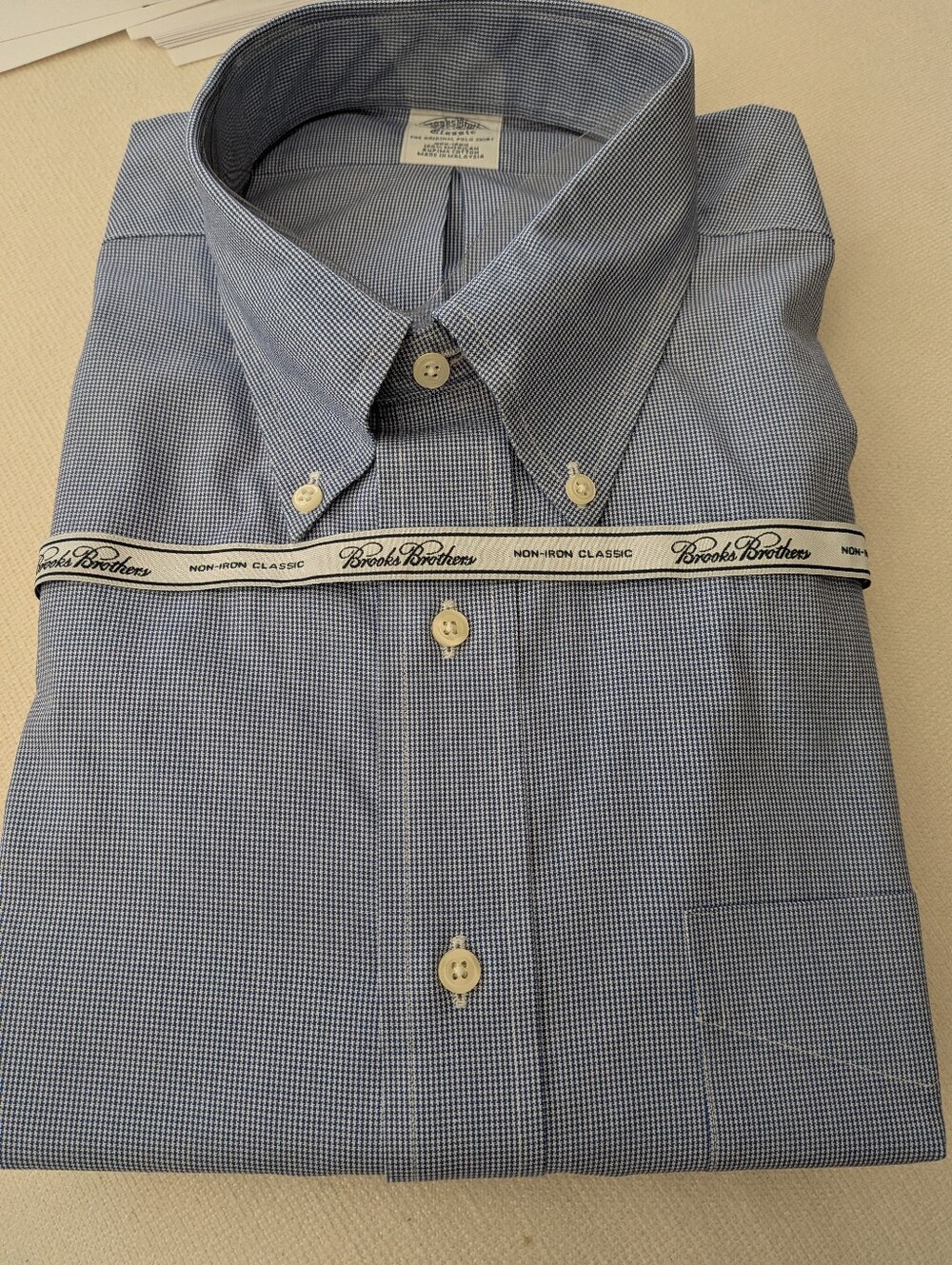 Brooks Brothers Men's Blue Mini-Check Dress Shirt - Button-Down